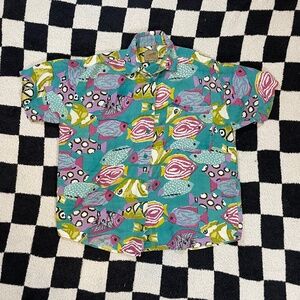 vintage s. oliver women's button up short sleeve colorful size 38/medium